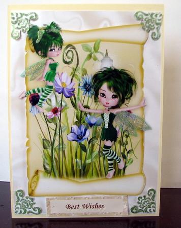 Flying Fairy with Pretty Flowers on a Scroll A4 by Colleen Willcox