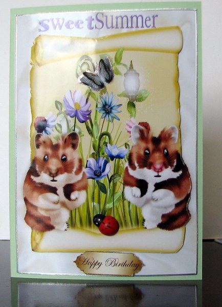 Playful Hampsters with Flowers on a Scroll A4 by Colleen Willcox