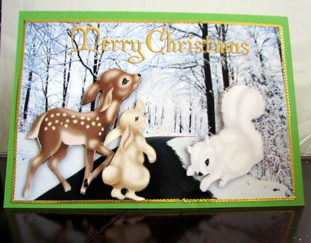 On the Snow Road with Cute Little Deer and Friends A4 by Colleen Willcox
