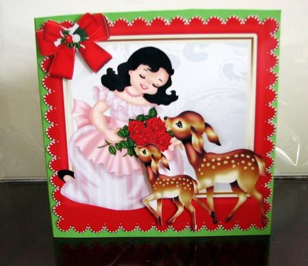 Pretty Lady with Red Roses and Little Deer by Colleen Willcox