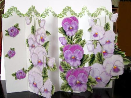 Concertina Pink Pansy Over the Edge 3D Card Kit + Bookmarks by Colleen Willcox