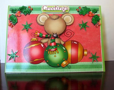 Cute Little Brown Mouse with Colourful Baubles by Colleen Willcox