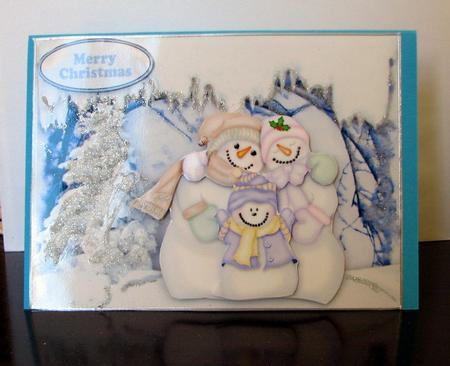 Cute Snowman and Family with Snow by Colleen Willcox