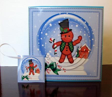 Xmas Gingerbread Man Snowglobe Circle Pyramage Topper by Colleen Willcox