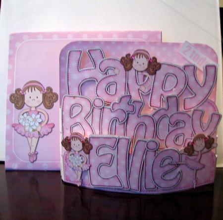 3D Happy Birthday Ellie with Ballerinas Pop Out Word Card by Colleen Willcox