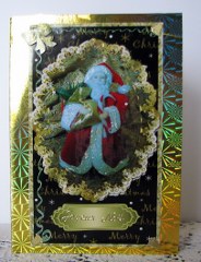Santa with Gifts Tall Card Topper by Colleen Willcox
