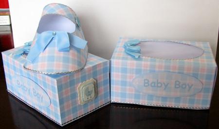 Gingham Baby Boy Shoe & Box by Colleen Willcox