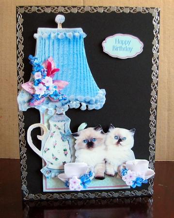 Flowers & Things Shaped Card Kit - Kittens Tea Time by Colleen Willcox