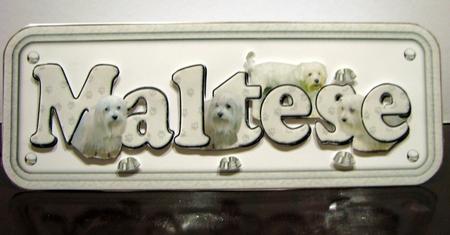 Maltese Terrier Name Sign 3D Decoupage by Colleen Willcox