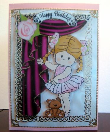 Little Rosebud Ballerina with Her Teddy A4 by Colleen Willcox