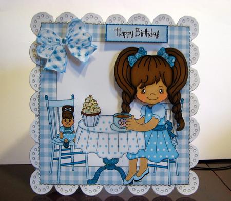 Little Girls Birthday Party in Blue 8x8 by Colleen Willcox