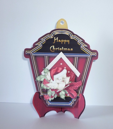 Little Christmas Sparrow Lantern Shaped Plate Card and Stand by Cornelia Orgahs