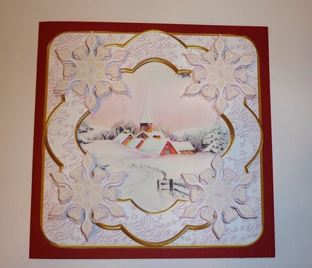 Pink Church Snowflake Fancy Picture 8in Decoupage Cf Kit by Cornelia Orgahs