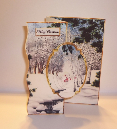 Winter Scene Shaped No Hole Fold Back Card by Cornelia Orgahs