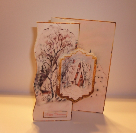 Vintage House at Christmas No Hole Fold Back Card by Cornelia Orgahs