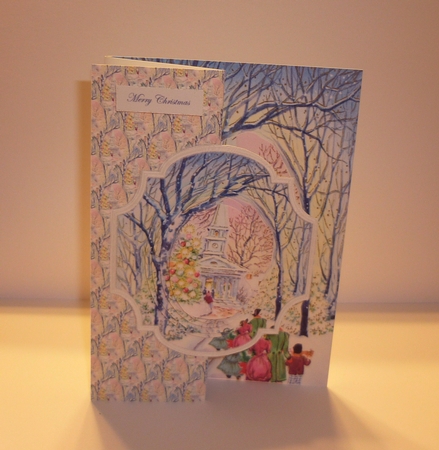 Church Through the Trees No Hole Fold Back Card by Cornelia Orgahs