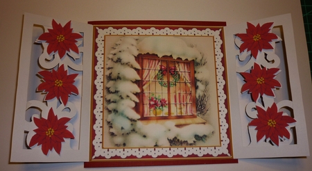 Christmas Window Red Fancy Swirl Gatefold Card & E Kit by Cornelia Orgahs