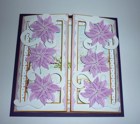 Lilac Snowscene Fancy Swirl Gatefold Card & E Kit by Cornelia Orgahs