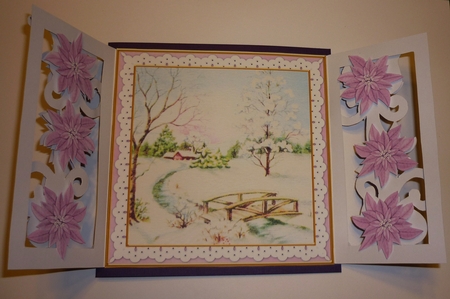 Lilac Snowscene Fancy Swirl Gatefold Card & E Kit by Cornelia Orgahs