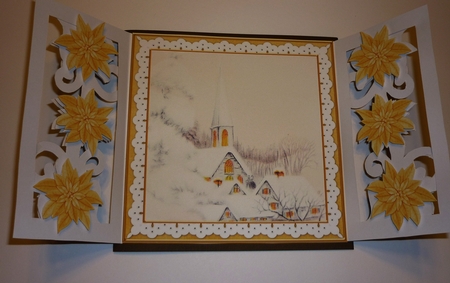 Ice Church Gold Fancy Swirl Gatefold Card & E Kit by Cornelia Orgahs