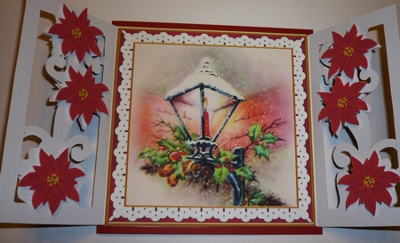 Christmas Lantern Red Fancy Swirl Gatefold Card & E Kit by Cornelia Orgahs
