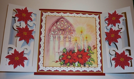 Candle Window Red Fancy Swirl Gatefold Card & E Kit by Cornelia Orgahs