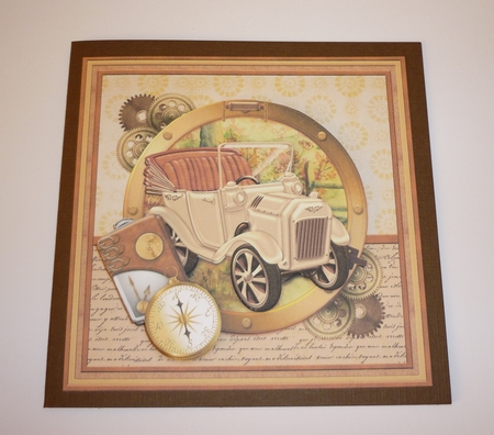 Steampunk Gold Car 8x8 Mini Kit & Decoupage for Men by Cornelia Orgahs