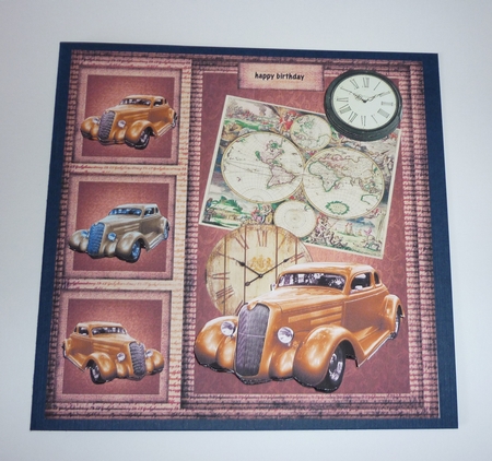 Male Card Vintage Car & Worldmap by Cornelia Orgahs