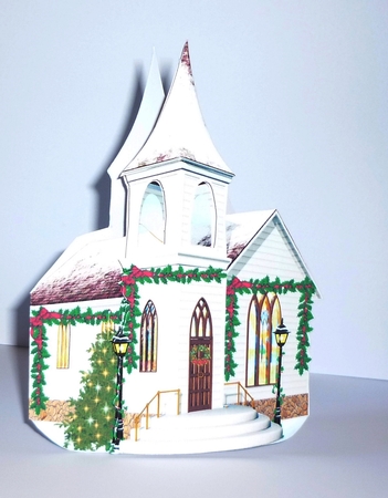 Country Christmas Church Shaped Card by Cornelia Orgahs