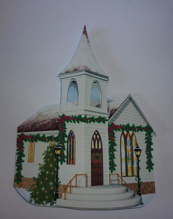 Country Christmas Church Shaped Card by Cornelia Orgahs