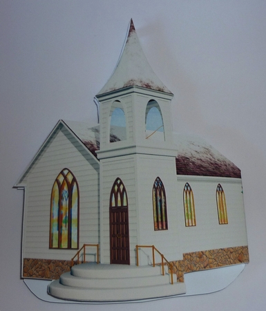 Country Christmas Church Shaped Card by Cornelia Orgahs