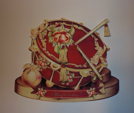 Beautiful Red Christmas Drum with Roses Decoration by Cornelia Orgahs