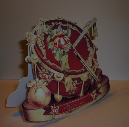 Beautiful Red Christmas Drum with Roses Decoration by Cornelia Orgahs