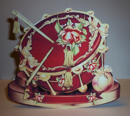 Beautiful Red Christmas Drum with Roses Decoration by Cornelia Orgahs