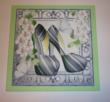 Silver Stripe and Green Shoes with Flowers 8x8 Mini Kit by Cornelia Orgahs