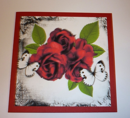 Beautiful Red Roses with White Butterflies 8x8 Mini Kit by Cornelia Orgahs