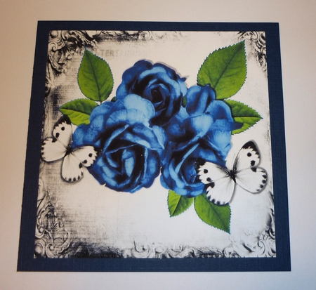 Beautiful Blue Roses with White Butterflies 8x8 Mini Kit by Cornelia Orgahs