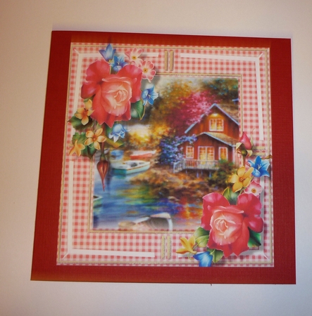 Beautiful Rosyposy Roses in a Gingham Frame  by Cornelia Orgahs