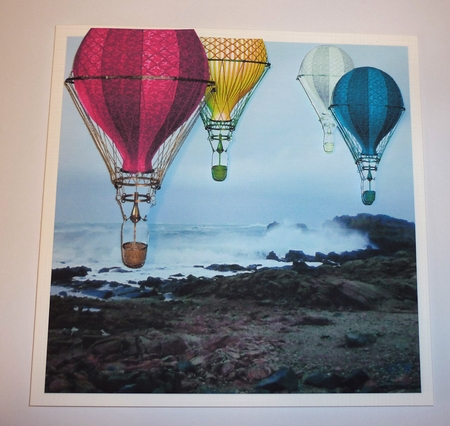 Coastal Hot Air Balloon Flight Over Stormy Seas + Decoupage by Cornelia Orgahs