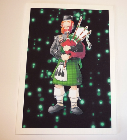 Bagpipe Player Dude Green Kilt Decoupage Sheet by Cornelia Orgahs