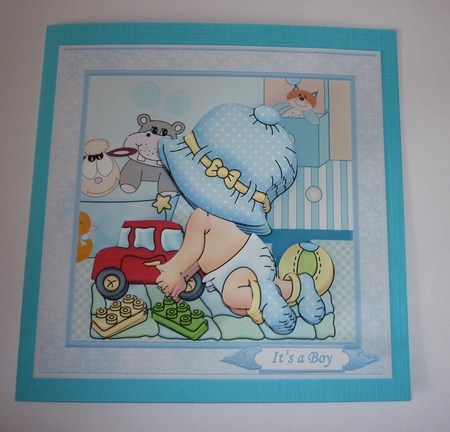New Baby Boy Playing 8x8 Decoupage Mini Kit by Cornelia Orgahs