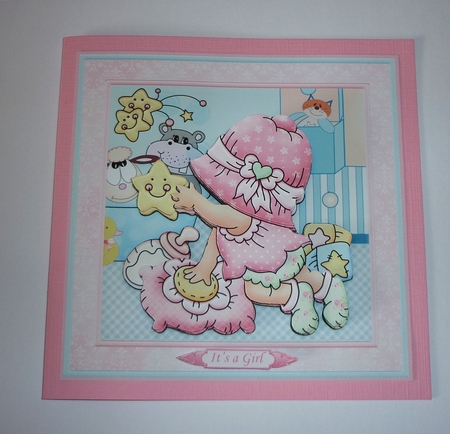 New Baby Girl Playing 8x8 Decoupage Mini Kit by Cornelia Orgahs