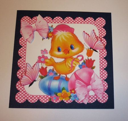 Cute Little Yellow Chick with Butterflies and Eggs 8x8 Kit by Cornelia Orgahs