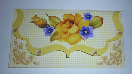 Yellow Rose Clutch Purse money wallet by Cornelia Orgahs