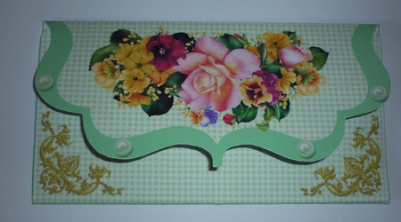 Pink rose bouquet clutch purse money wallet by Cornelia Orgahs
