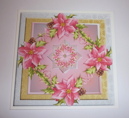 Christmas Pink Poinsettia Square Teabags and Topper 4 by Cornelia Orgahs