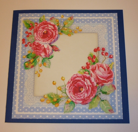 Beautifue Blue Roses on Script Mat  by Cornelia Orgahs