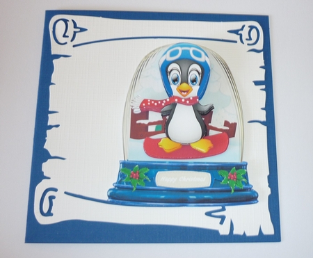 Snow Globe with Snow Board Penguin 4 by Cornelia Orgahs