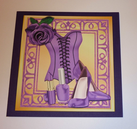 Pretty purple corset, purple  rose  in ornate 8x8 frame by Cornelia Orgahs