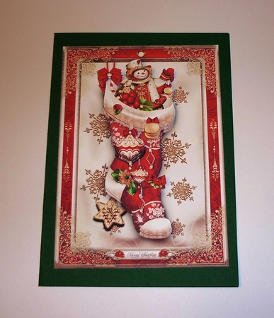 Vintage Christmas Stockings with Snowman and Bubbles Card by Cornelia Orgahs